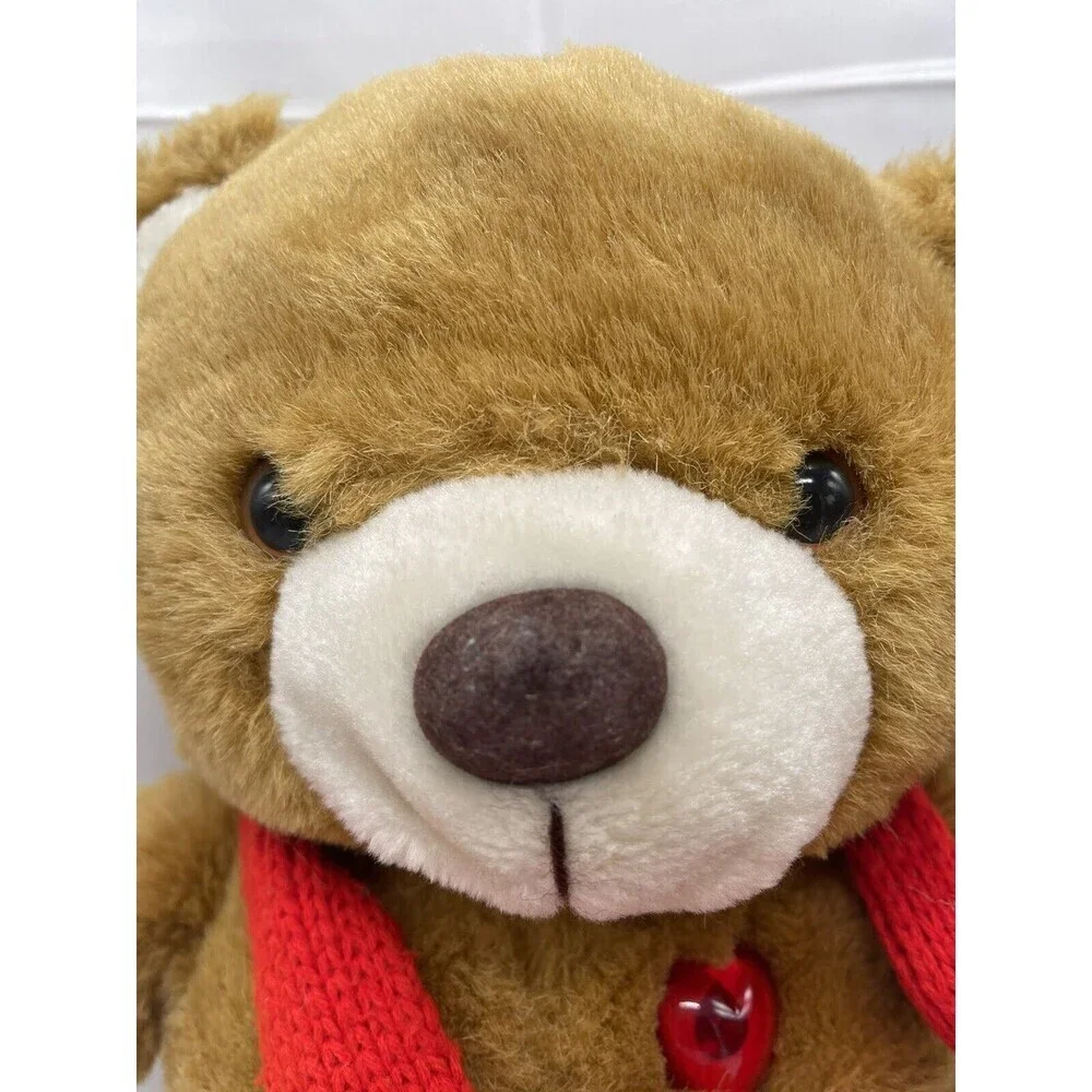 VINTAGE 1986 IPM BROWN MUSICAL CHRISTMAS TEDDY BEAR SCARF STUFFED ANIMAL 16